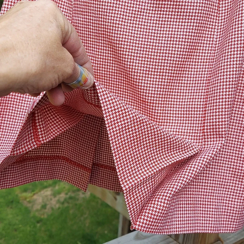 Vintage Ann Taylor Gingham Houndstooth pleated mini Skirt Belt